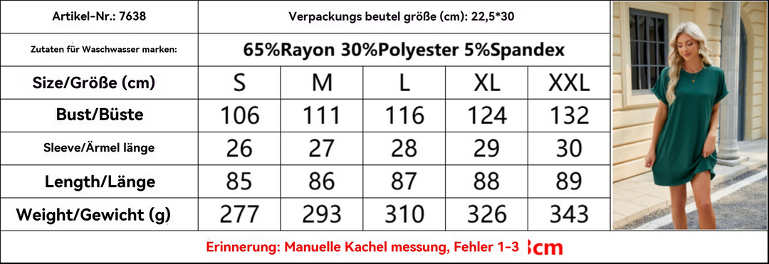EB | Kurzärmeliges Kleid mit einfarbiger Tasche