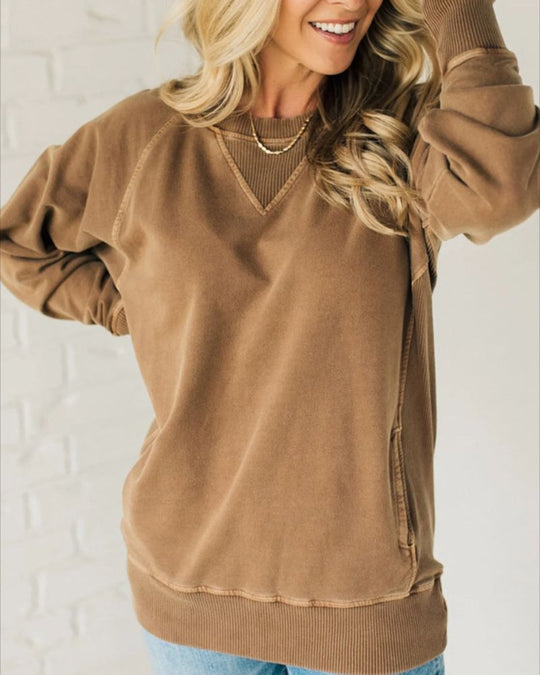 EB | Gestreifter Akzent Pullover mit Taschen