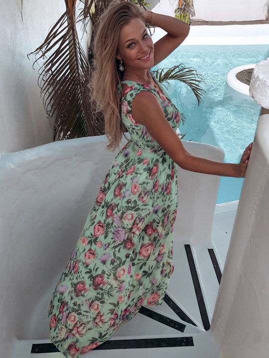 EB | Bedrucktes geteiltes Chiffonkleid