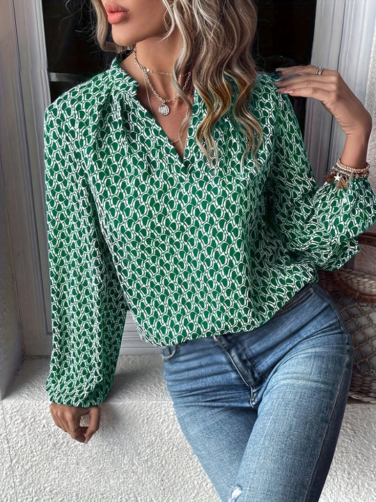 EB | Stilvolle Bluse mit Grafischem Muster Polyester Elegant und Komfortabel