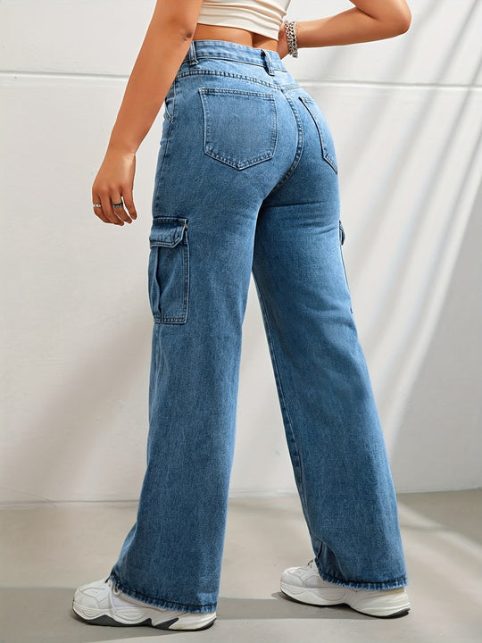 EB | Hochgeschnittene Denim Cargo-Hose