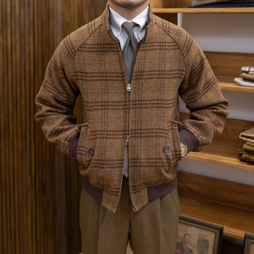 EB | Slim-Fit karierter Mantel mit Stehkragen