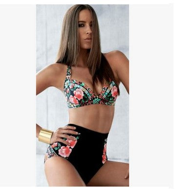 Damen Hoch tailliertes Floral-Bikini-Set EB