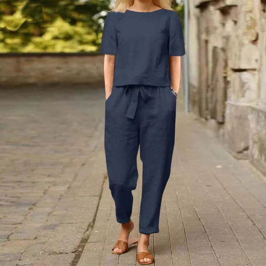 EB | Übergroße Bluse Hose mit weitem Bein Retro zweiteiliges Set