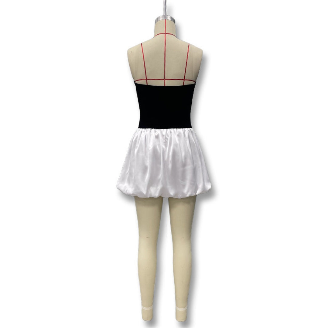 EB | Kontrastierende Farbe einreihig Tube Top Kleid Kleid