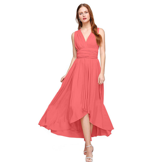 Damen Maxikleid mit fließendem A-Linien-Schnitt und tiefem V-Ausschnitt EB