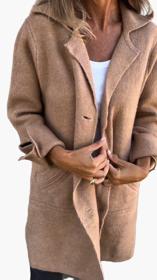 EB | Mantel mit Elegantem Revers - Langer Übergangsjacke für Alltag und Büro