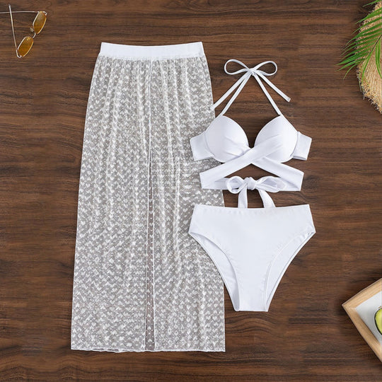 EB | Dreiteiliger Bikini mit Netzrock