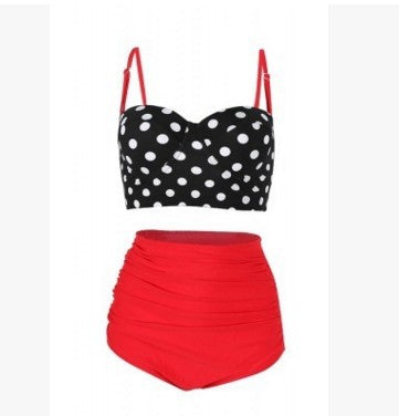 Damen Hochtaillierter Bikini mit punktuellem Oberteil EB