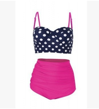 Damen Hochtaillierter Bikini mit punktuellem Oberteil EB