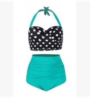 Damen Hochtaillierter Bikini mit punktuellem Oberteil EB