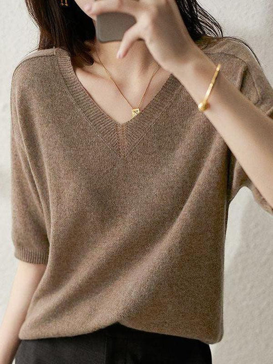 EB | weicher Cashmere-Pullover mit V-Ausschnitt für Damen