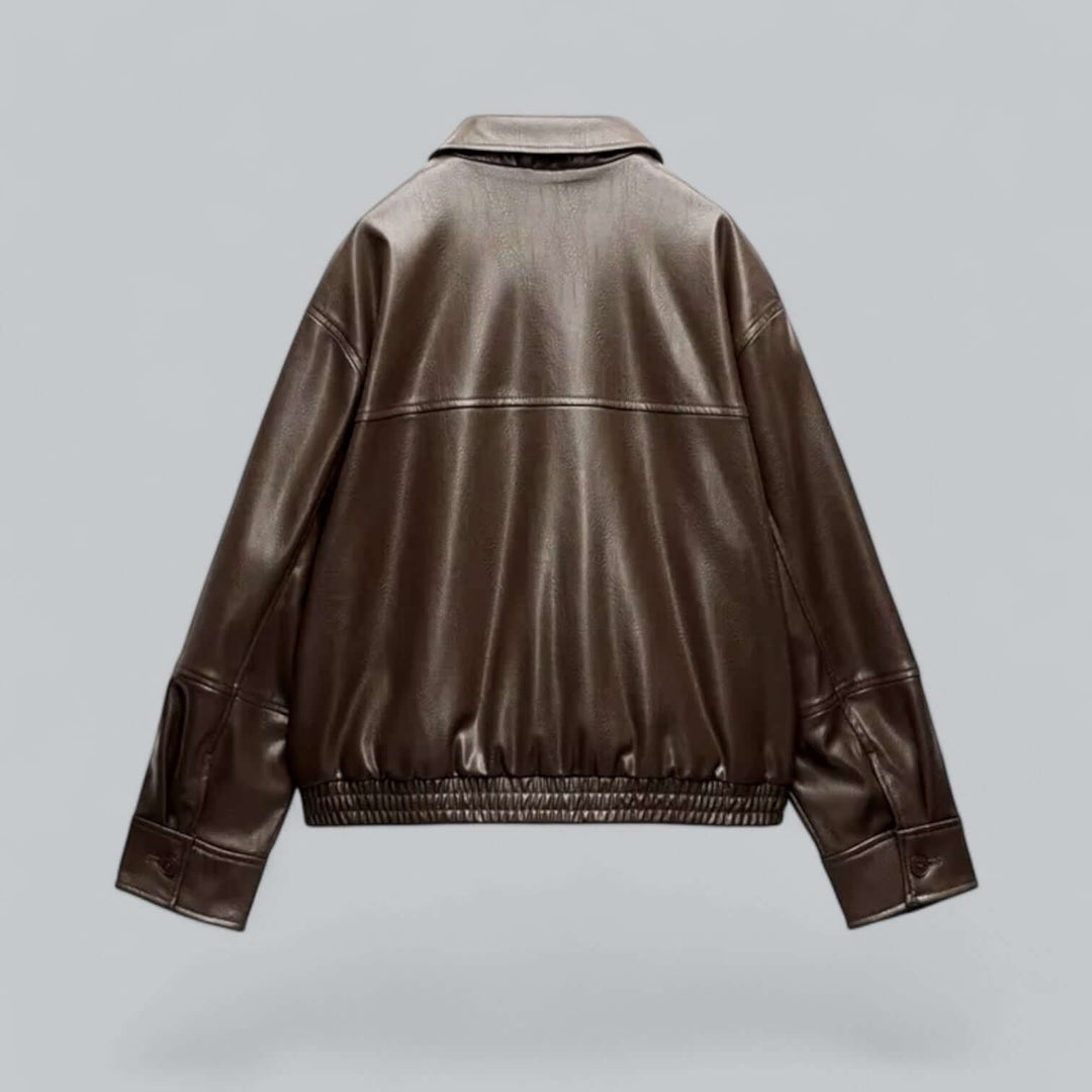 EB | Damen Vintage Stil Kunstlederjacke