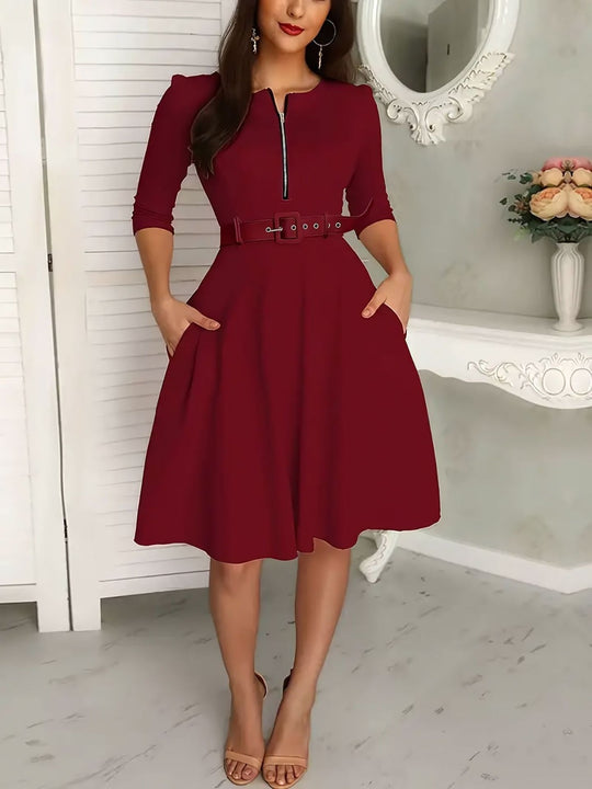 EB | Kleid mit Gürtel und Reißverschluss