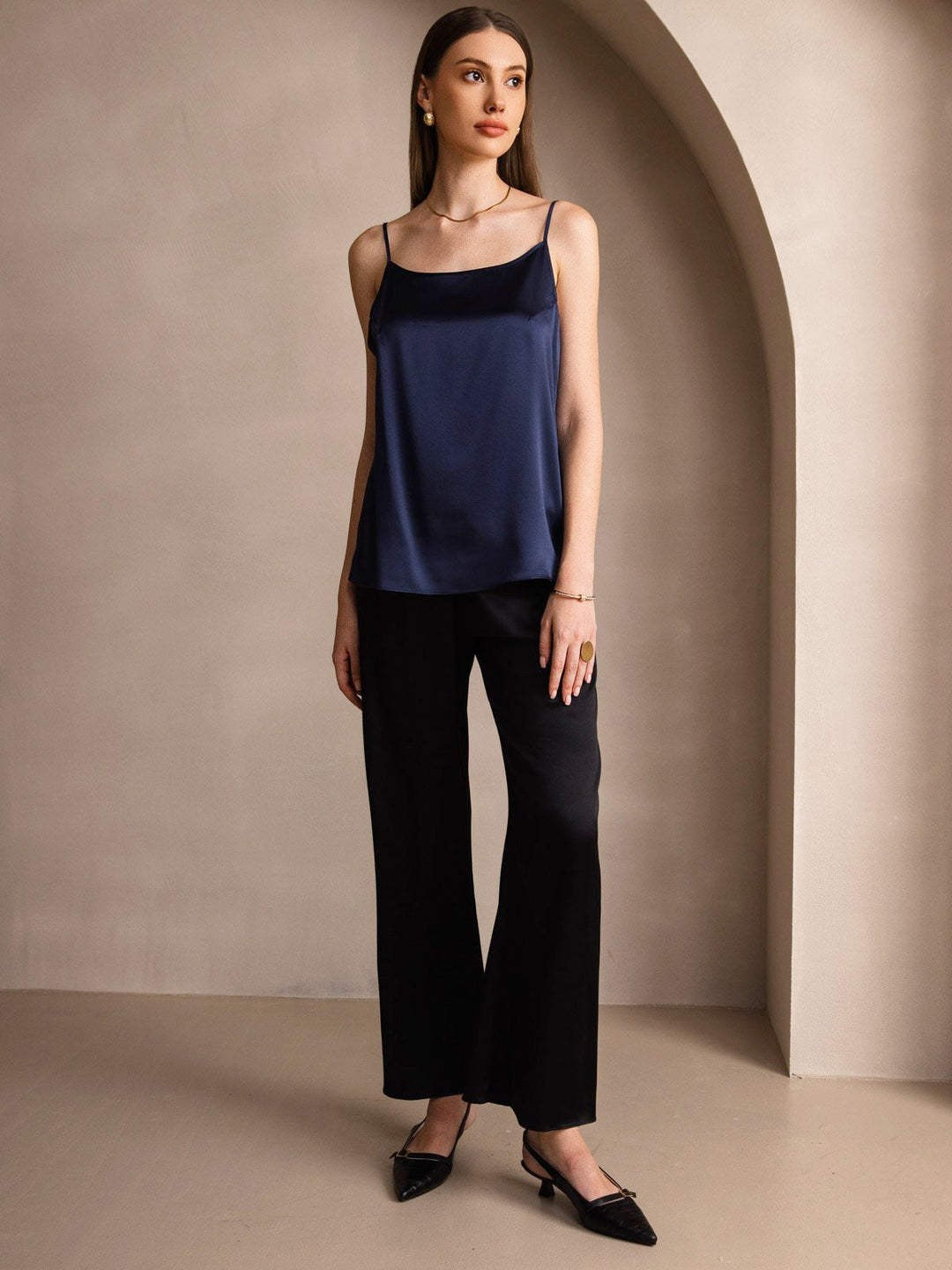 EB | Seide Entspannt Spaghettiträger Camisole Top