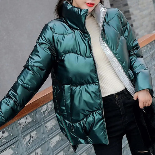 EB | Pufferjacke - Gequiltet und Leicht - Hoher Kragen - Glänzende Oberfläche - Warm und Bequem