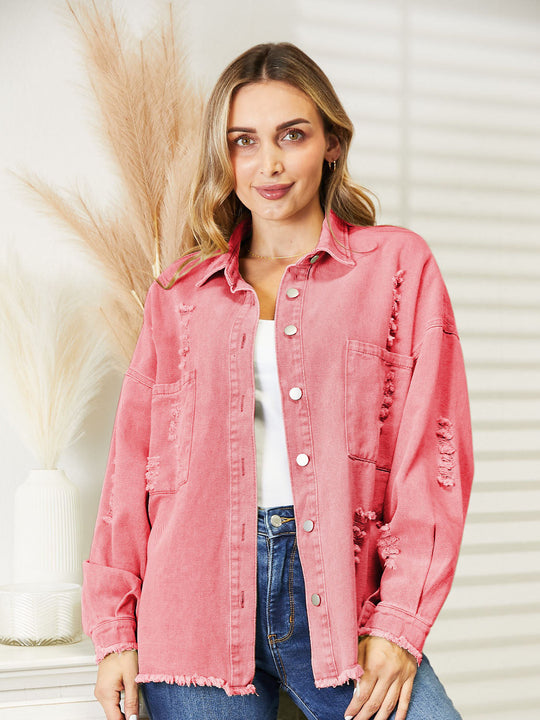 EB | Zerrissene Rohsaum-Denimjacke
