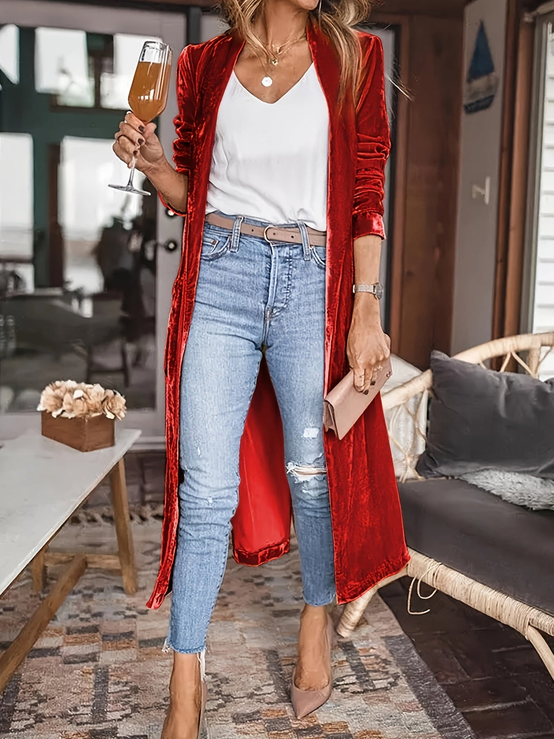 EB | My Way Samt Strickjacke Mantel