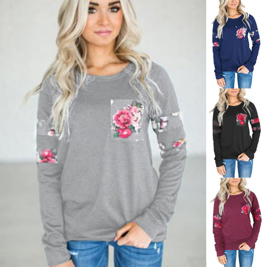 Damen Sweatshirt mit floralem Design und komfortablem Schnitt EB
