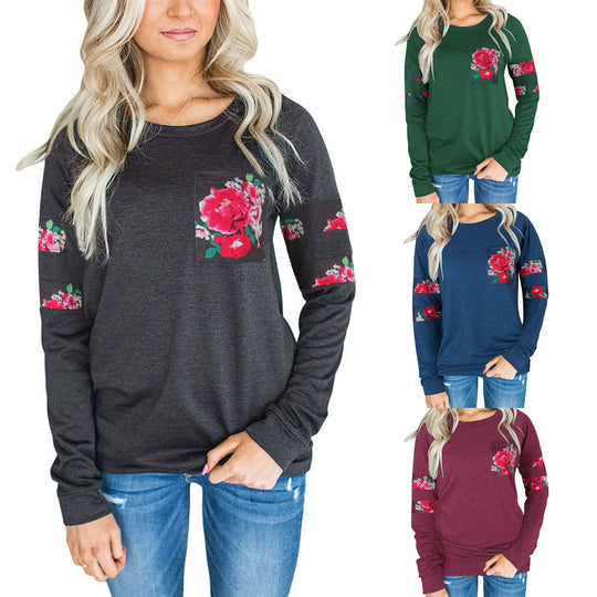 Damen Sweatshirt mit floralem Design und komfortablem Schnitt EB