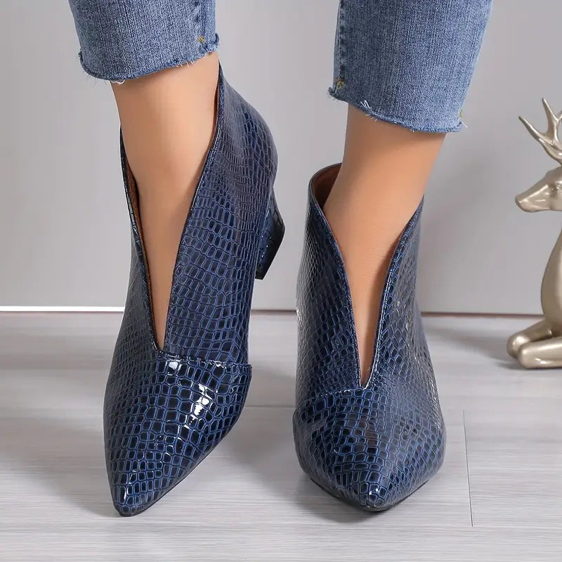 EB | Glänzende Croco Print Stiefeletten