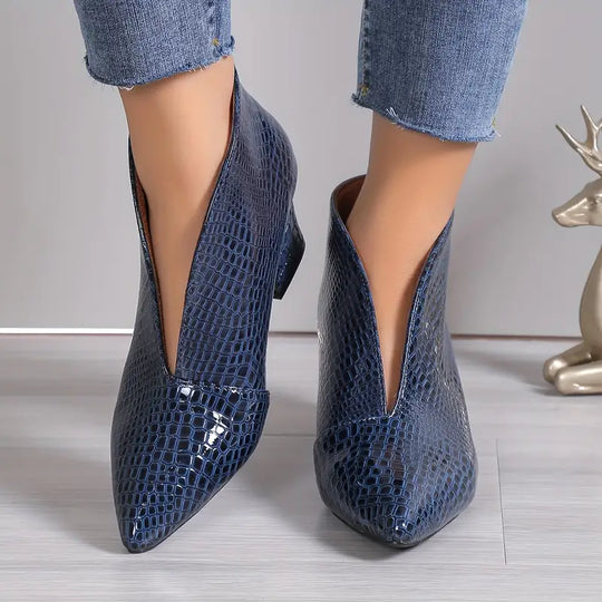 EB | Glänzende Croco Print Stiefeletten