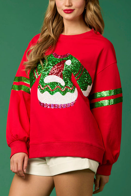 EB | Weihnachts-Pailletten-Rundhals-Lässiger Sweatshirt