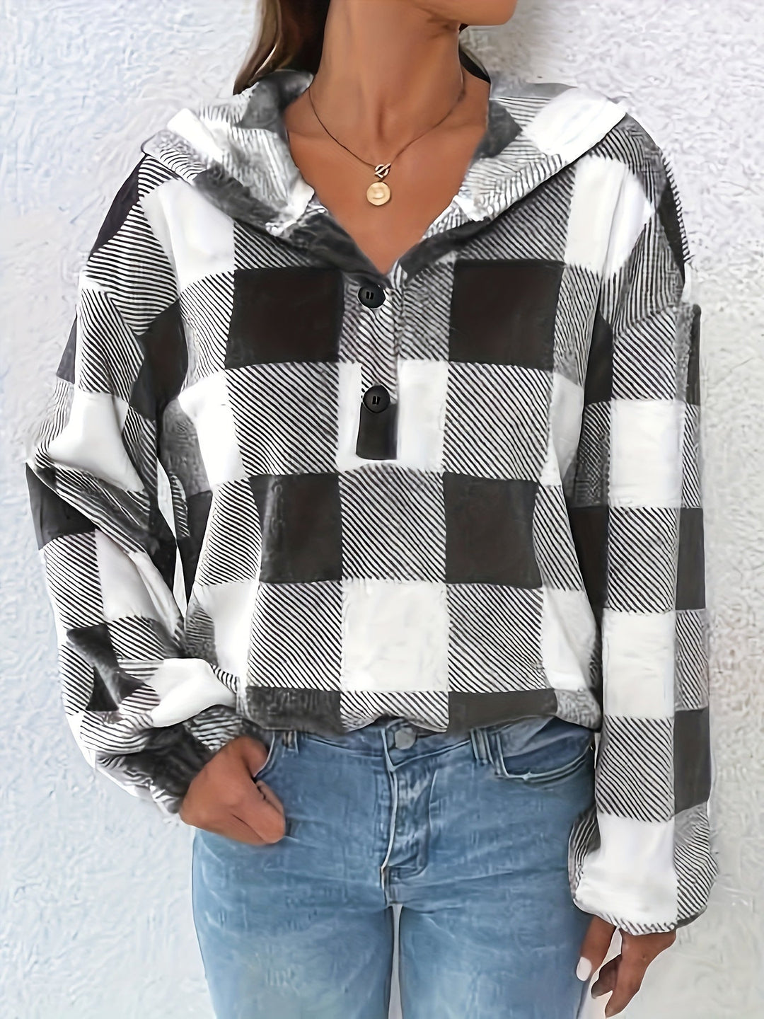 EB | Flannel Karierter Hoodie Baumwolle und Polyester Trendig und Komfortabel