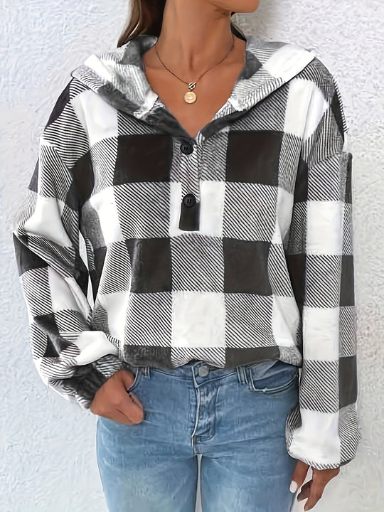 EB | Flannel Karierter Hoodie Baumwolle und Polyester Trendig und Komfortabel