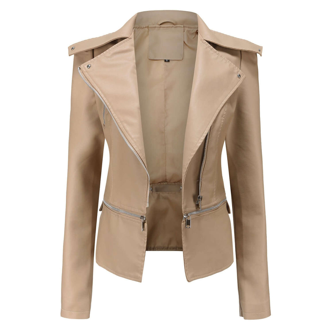 EB | Damen Slim Fit PU-Leder Motorradjacke