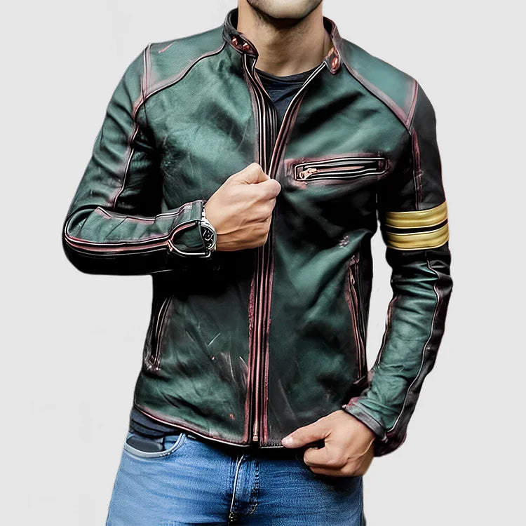 EB Stehkragen Farbe Block Biker Zip Up jacke