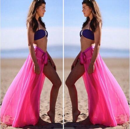 Damen maxi Strandrock mit verspieltem Tüll und elastischem Taillenzug EB