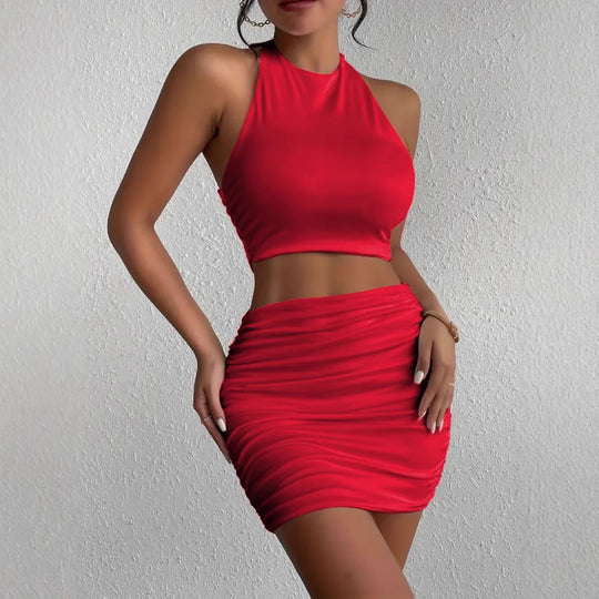 EB | Ärmelloses Neck Tube Top Weste Hip Wrap Set