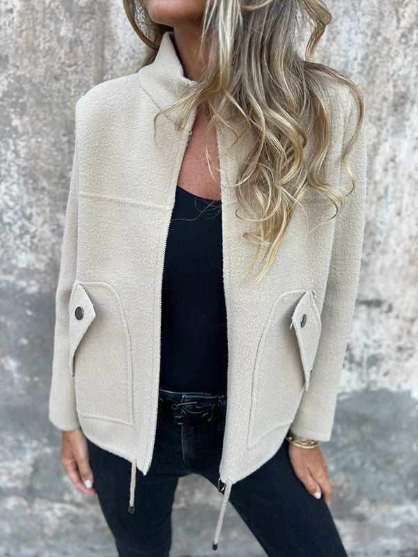 EB | Fleecejacke mit strukturiertem Stehkragen