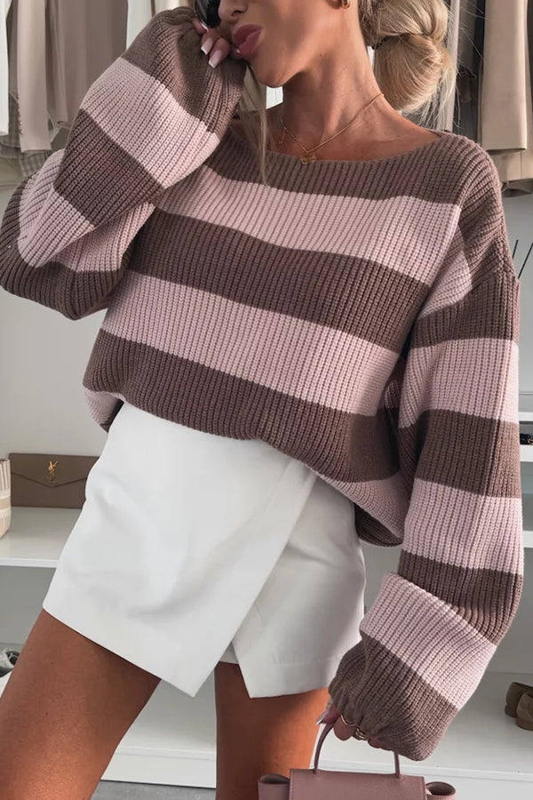 EB | gestreifter Strickpullover mit Rundhalsausschnitt