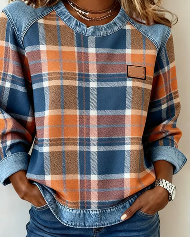 EB | Sweatshirt mit Karo Patchwork