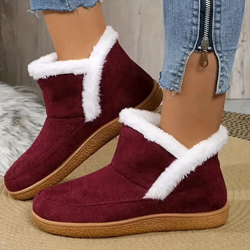 EB | Damen Plüschfell Winter Stiefeletten