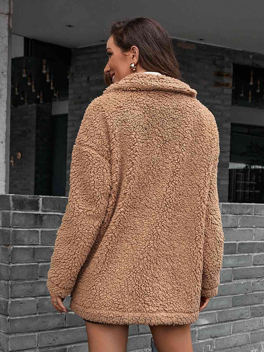 EB | Double Take Zip up Teddy Jacke mit Kragen