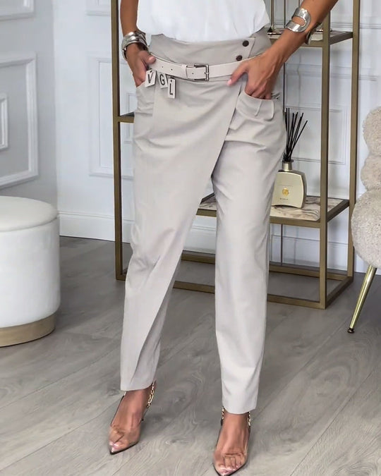 EB | Hose In Einfarbiger Farbe mit Unregelmäßigem Patchwork und Taschen
