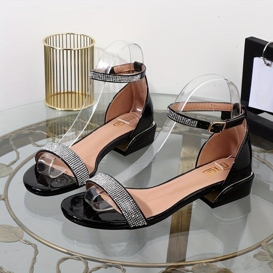EB | Glänzende Flache Sandalen für Frauen Kristall Schuhe Sommer