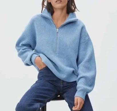 EB | dicker Strickpullover mit Reißverschlusskragen für lässige Wärme