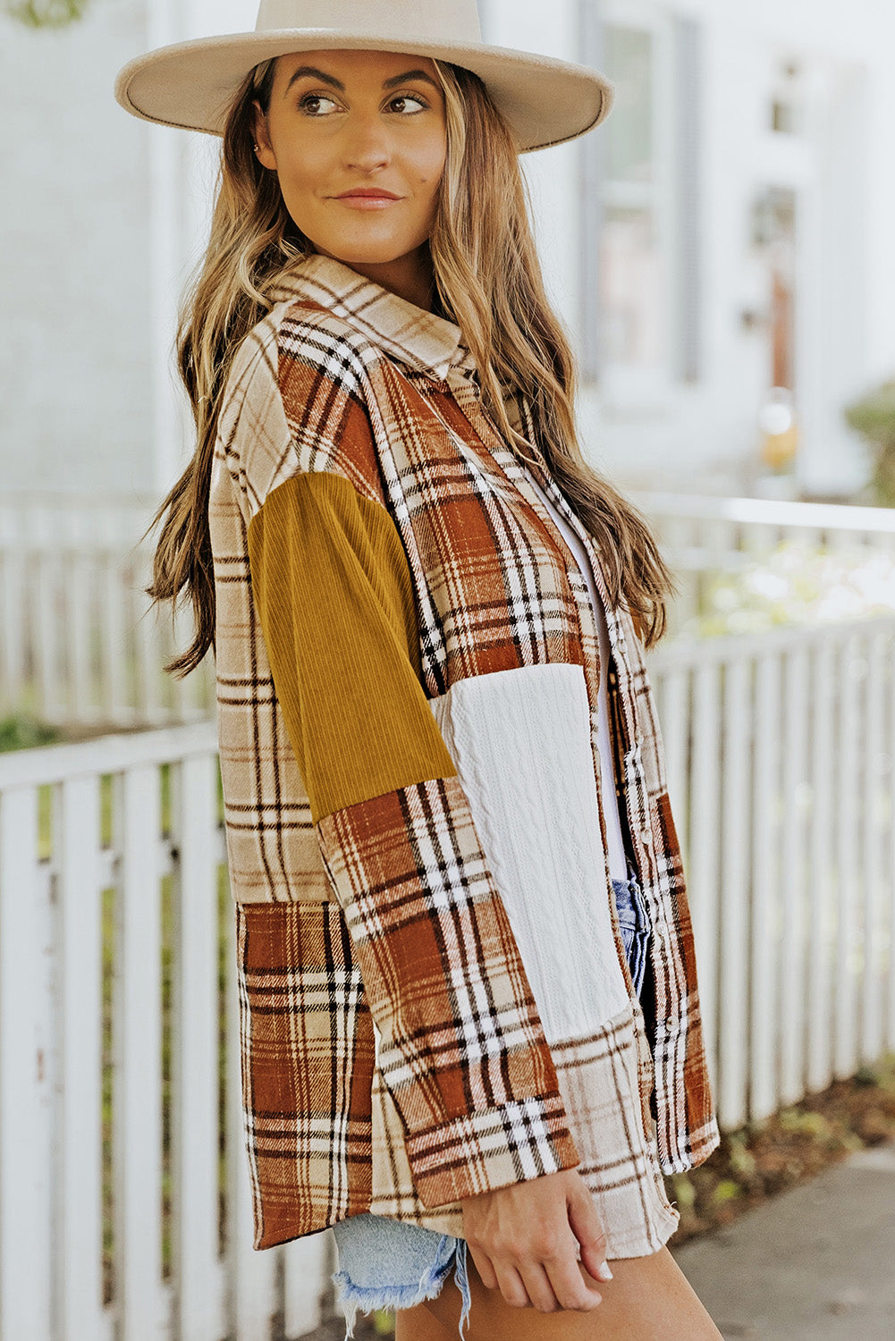 EB | Gitterhemde mit Patchwork-details Baumwollmischung Perfekt für Layering