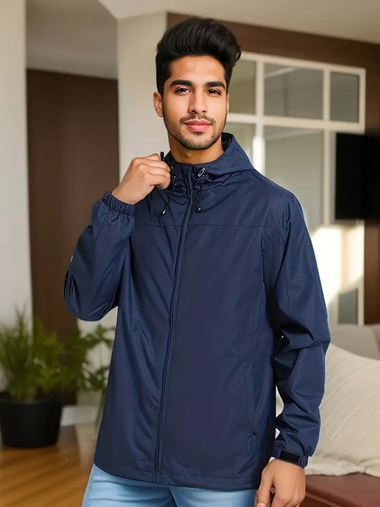 EB | Herren Stilvolle Kapuzen-Windjacke - Wasserdichtes Design