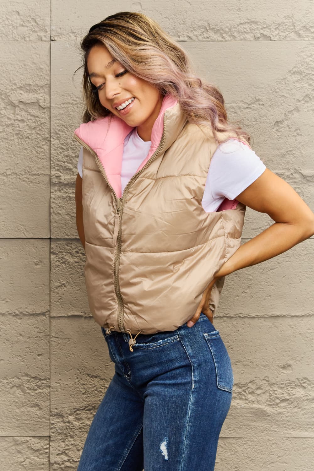 EB | Zip-Up Drawstring Puffer Weste
