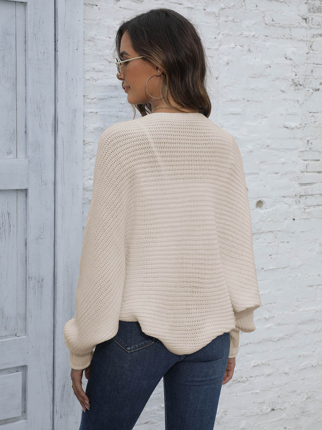 EB | Bat Sleeve Offenes Front Kurzes Cardigan