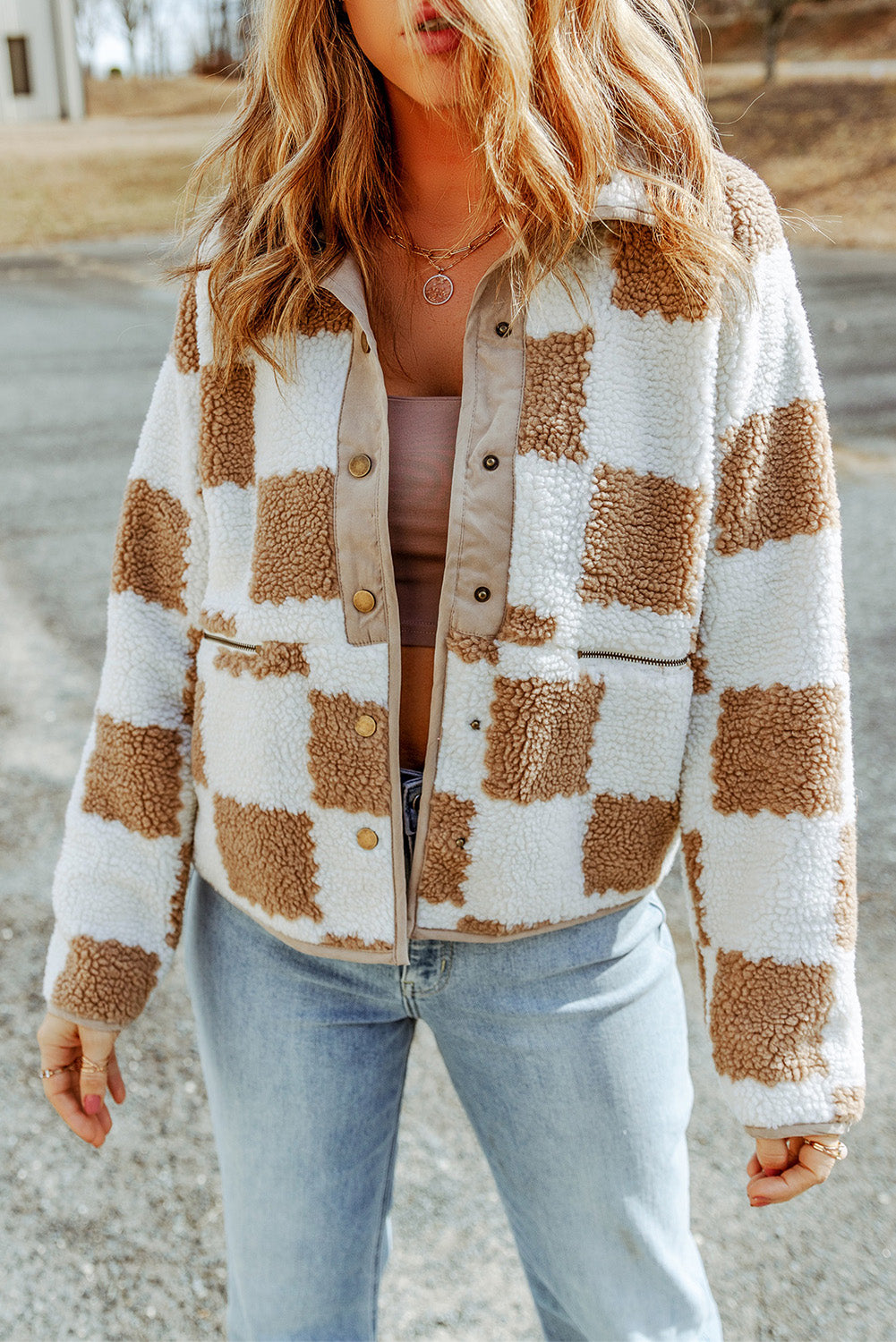 EB | Gitter Sherpa Jacke Polyester Weich und Warm