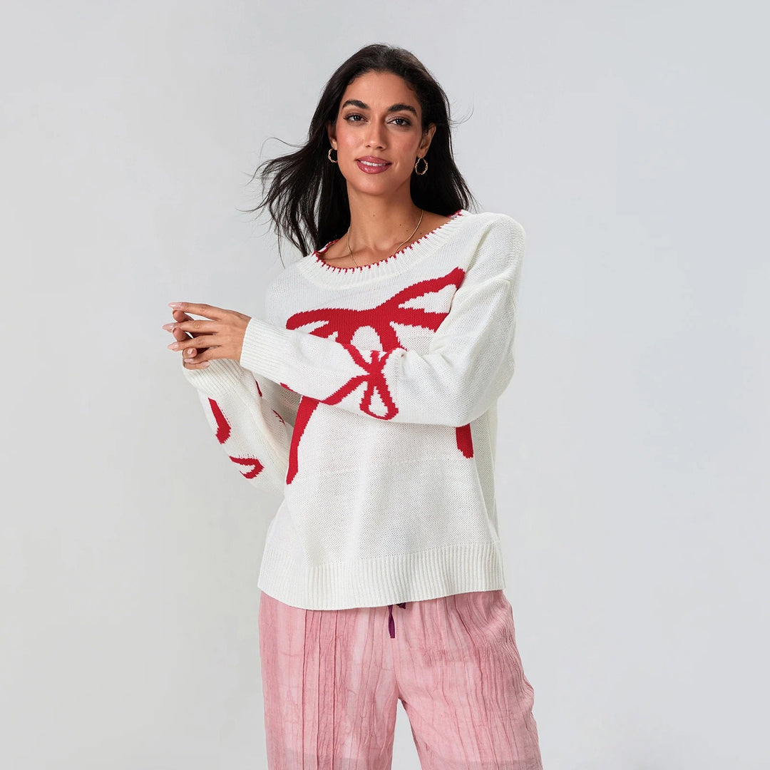 EB | Festlicher Strickpullover mit Schleifen-Design