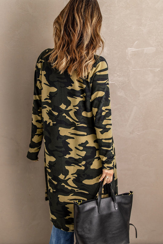 EB | Bedruckter Offene Front Langarm Cardigan