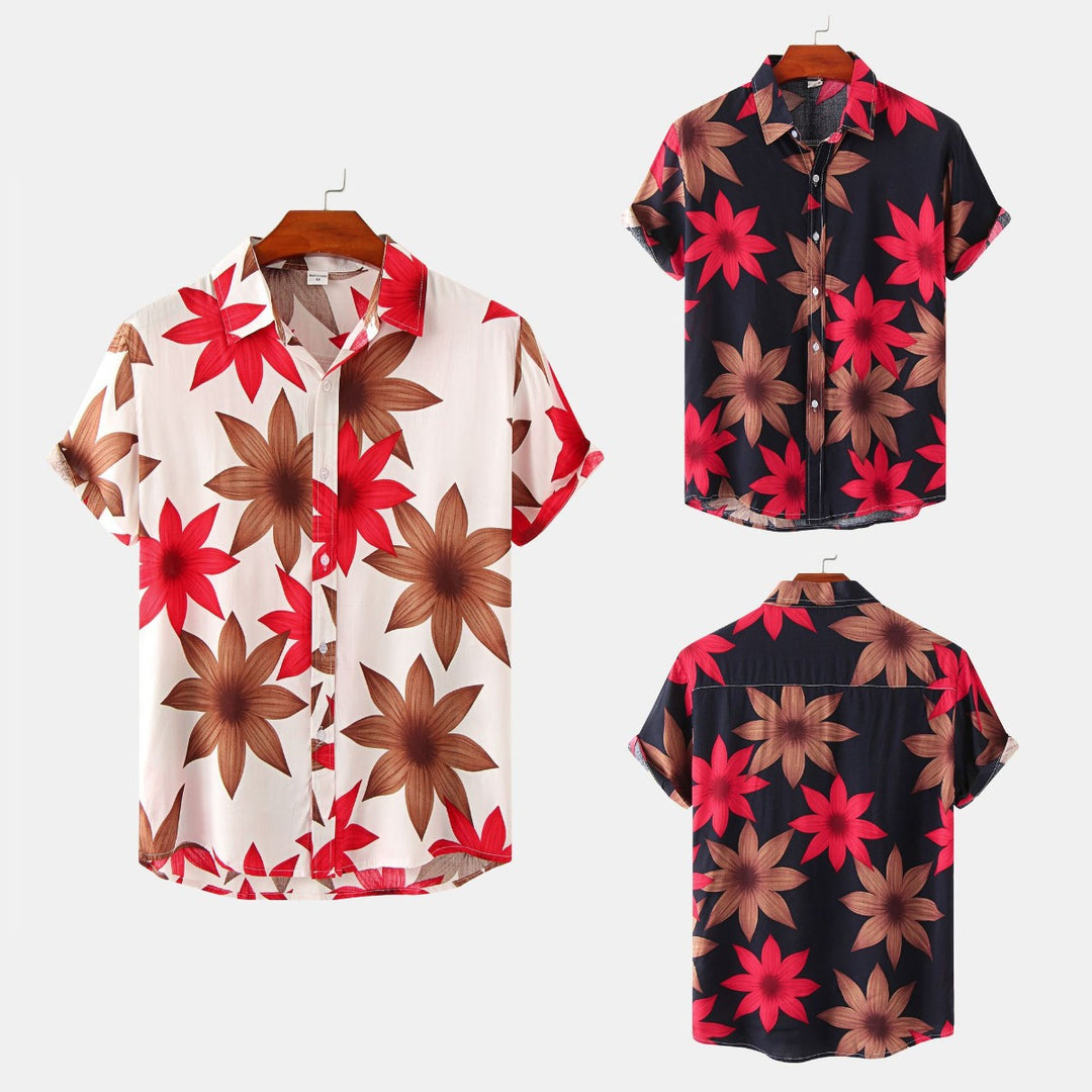 EB | Floral kurzärmeliges Blumenhemd Männer