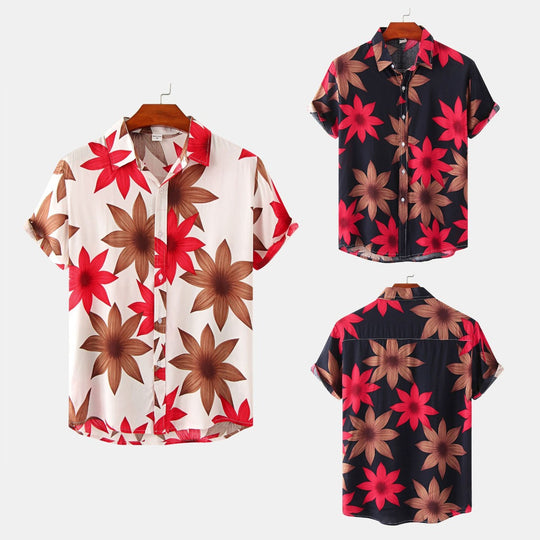 EB | Floral kurzärmeliges Blumenhemd Männer